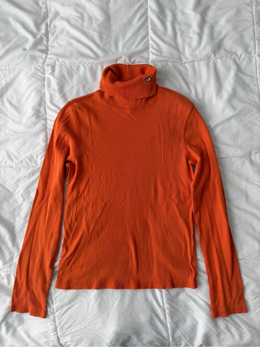 Vintage Ralph Lauren Polo Jeans Ribbed Turtleneck Sweater Women’s L Orange 90s